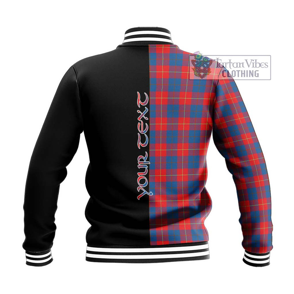 Galloway Red Tartan Baseball Jacket with Family Crest and Half Of Me Style - Tartanvibesclothing Shop