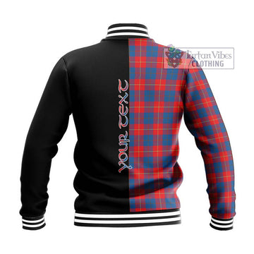 Galloway Red Tartan Baseball Jacket with Family Crest and Half Of Me Style