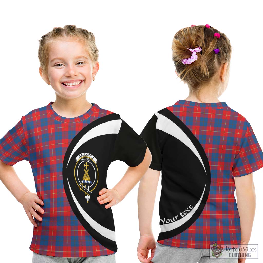 Galloway Red Tartan Kid T-Shirt with Family Crest Circle Style - Tartan Vibes Clothing