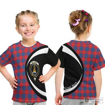 Galloway Red Tartan Kid T-Shirt with Family Crest Circle Style