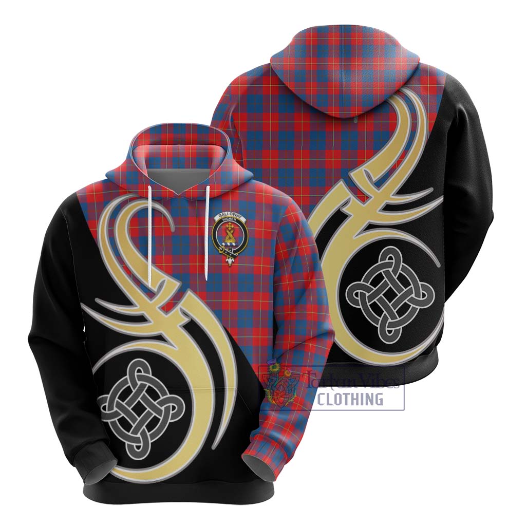 Galloway Red Tartan Hoodie with Family Crest and Celtic Symbol Style - Tartan Vibes Clothing