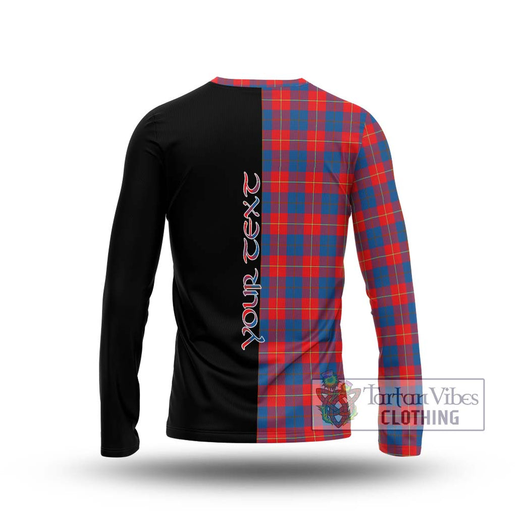 Galloway Red Tartan Long Sleeve T-Shirt with Family Crest and Half Of Me Style - Tartanvibesclothing Shop