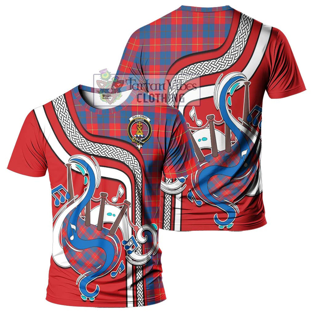 Galloway Red Tartan T-Shirt with Epic Bagpipe Style - Tartanvibesclothing Shop