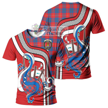 Galloway Red Tartan T-Shirt with Epic Bagpipe Style