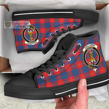 Galloway Red Tartan High Top Shoes with Family Crest