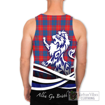 Galloway Red Tartan Men's Tank Top with Alba Gu Brath Regal Lion Emblem