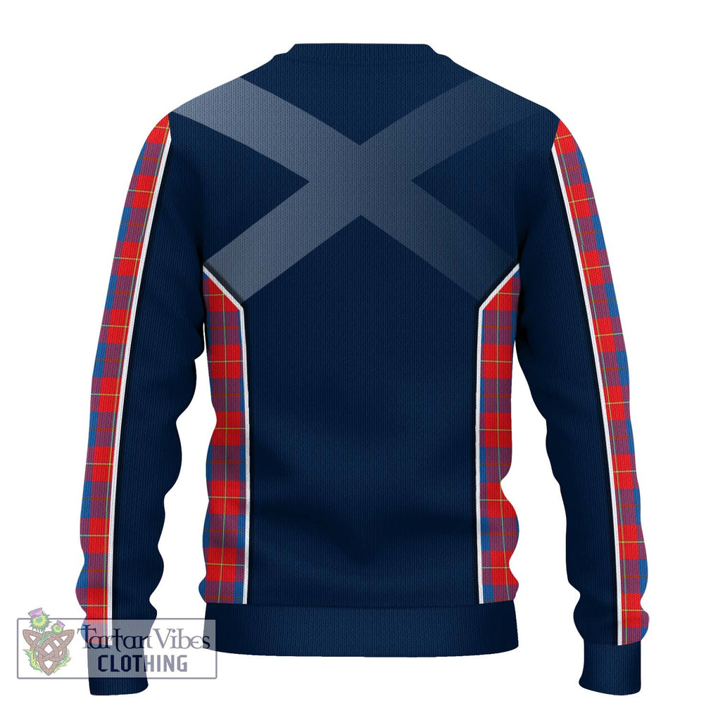 Galloway Red Tartan Knitted Sweater with Family Crest and Lion Rampant Vibes Sport Style - Tartan Vibes Clothing