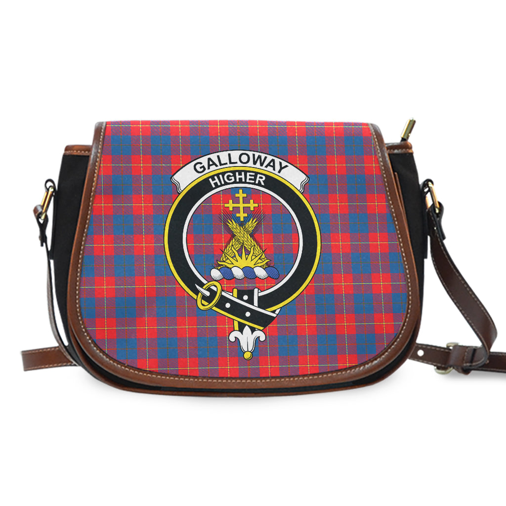 galloway-red-tartan-saddle-bag-with-family-crest