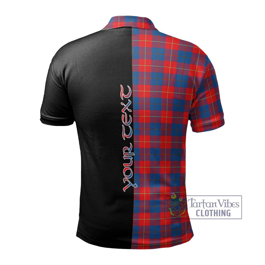 Galloway Red Tartan Polo Shirt with Family Crest and Half Of Me Style - Tartanvibesclothing Shop