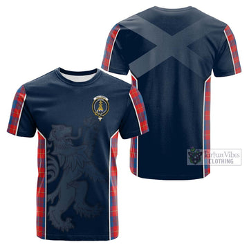 Galloway Red Tartan Cotton T-shirt with Family Crest and Lion Rampant Vibes Sport Style