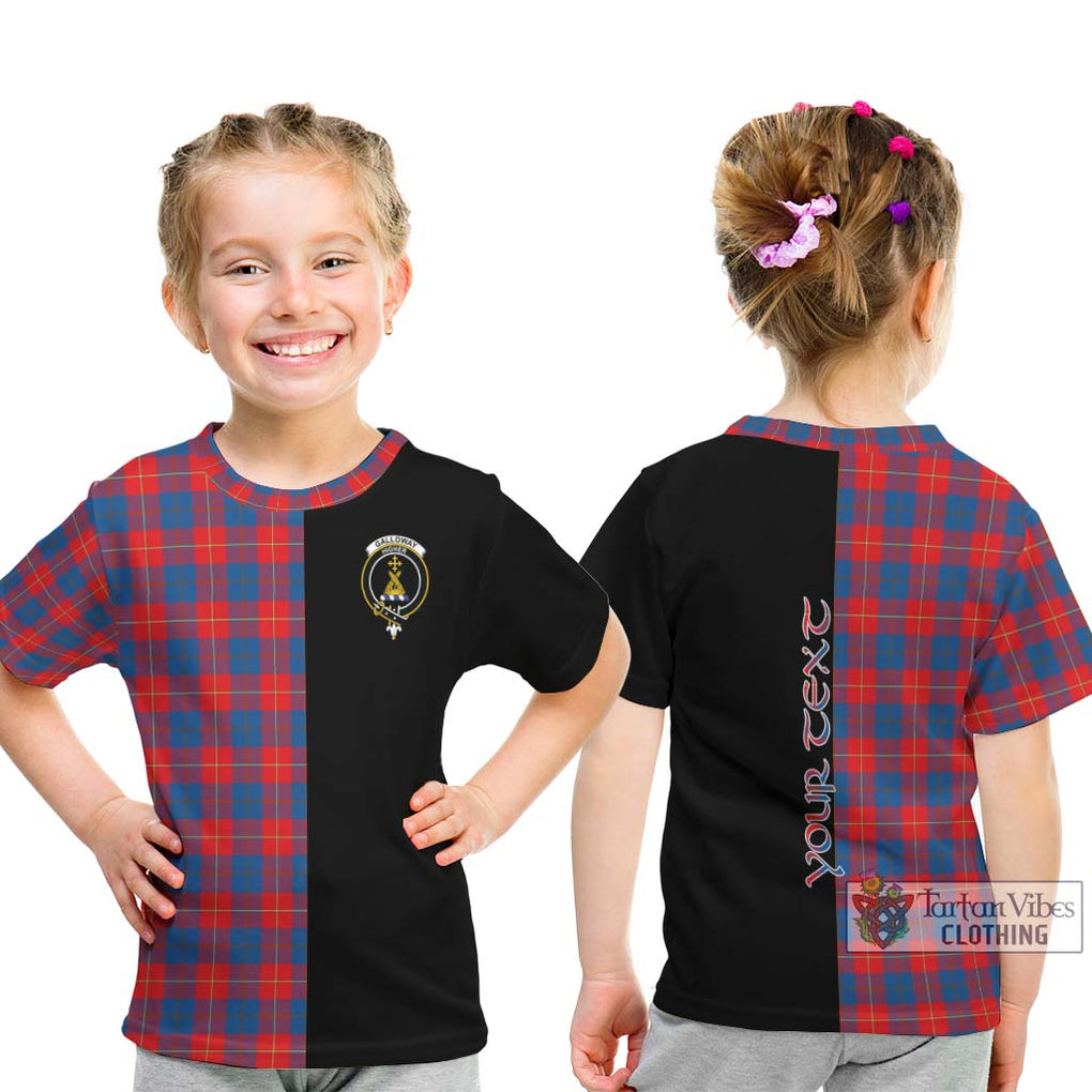 Galloway Red Tartan Kid T-Shirt with Family Crest and Half Of Me Style - Tartanvibesclothing Shop