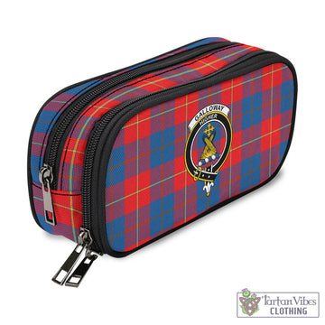 Galloway Red Tartan Pen and Pencil Case with Family Crest