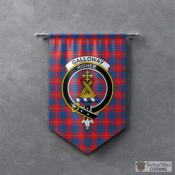 Galloway Red Tartan Gonfalon, Tartan Banner with Family Crest