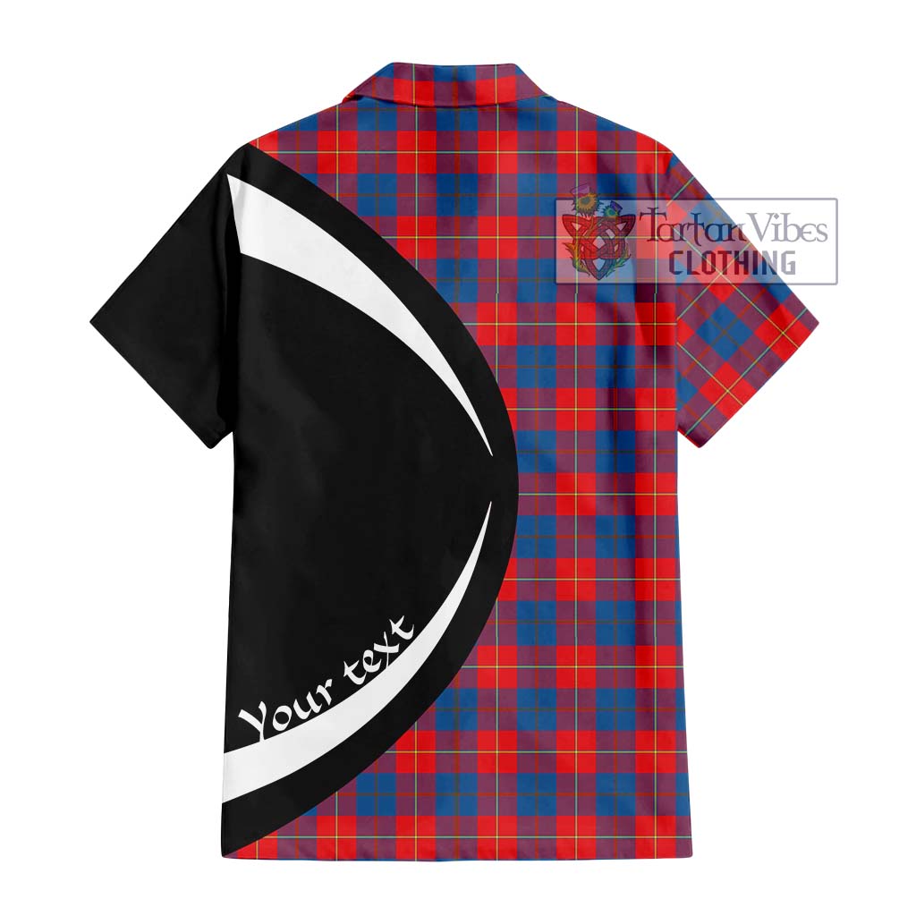 Galloway Red Tartan Short Sleeve Button Up with Family Crest Circle Style - Tartan Vibes Clothing