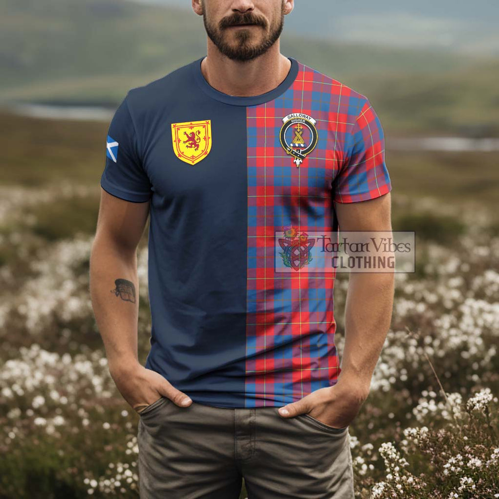 Tartan Vibes Clothing Galloway Red Tartan T-Shirt Alba with Scottish Lion Royal Arm Half Style