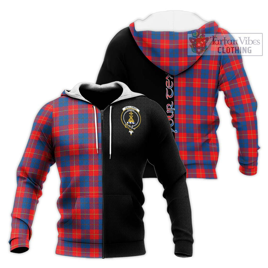 Galloway Red Tartan Knitted Hoodie with Family Crest and Half Of Me Style Unisex Knitted Zip Hoodie - Tartanvibesclothing Shop