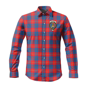 Galloway Red Tartan Long Sleeve Button Up Shirt with Family Crest