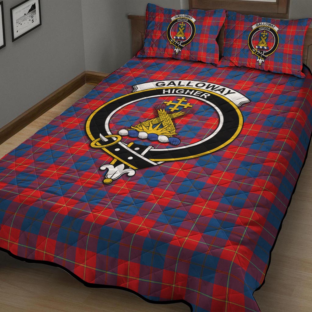 Galloway Red Tartan Quilt Bed Set with Family Crest - Tartan Vibes Clothing