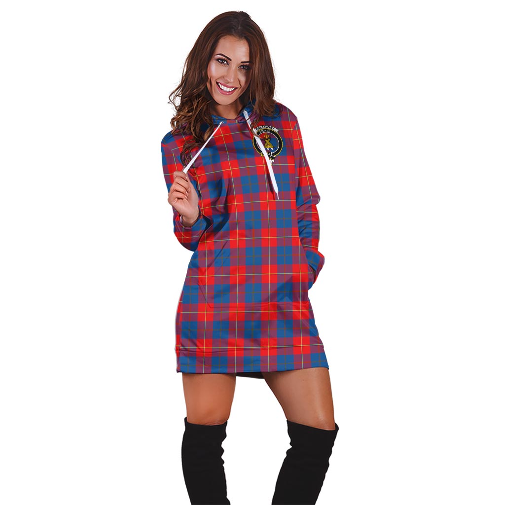 Galloway Red Tartan Hoodie Dress with Family Crest - Tartanvibesclothing