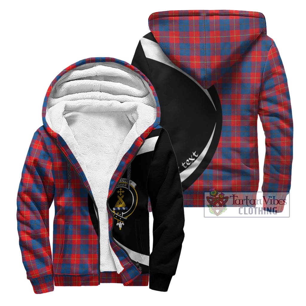 Galloway Red Tartan Sherpa Hoodie with Family Crest Circle Style Unisex - Tartan Vibes Clothing