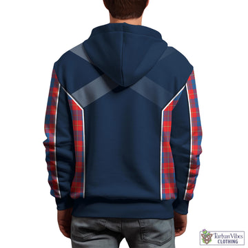 Galloway Red Tartan Hoodie with Family Crest and Lion Rampant Vibes Sport Style