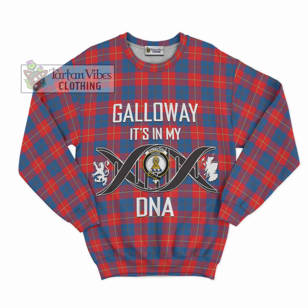 Galloway Red Tartan Sweatshirt with Family Crest DNA In Me Style - Tartanvibesclothing Shop