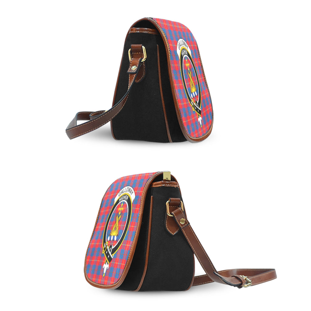galloway-red-tartan-saddle-bag-with-family-crest