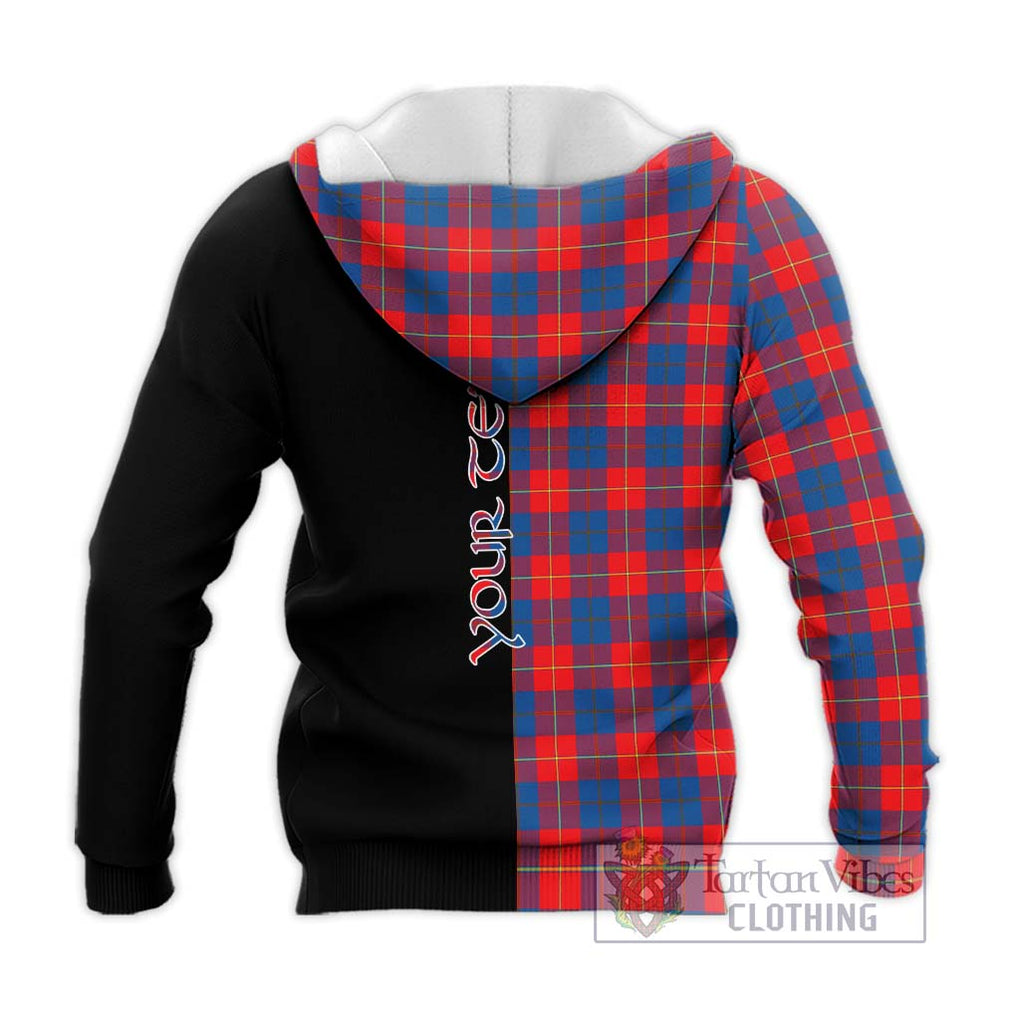 Galloway Red Tartan Knitted Hoodie with Family Crest and Half Of Me Style - Tartanvibesclothing Shop