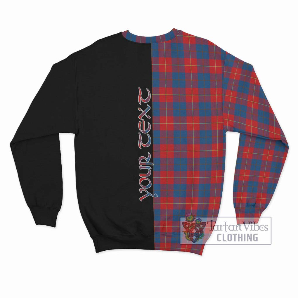 Galloway Red Tartan Sweatshirt with Family Crest and Half Of Me Style - Tartanvibesclothing Shop