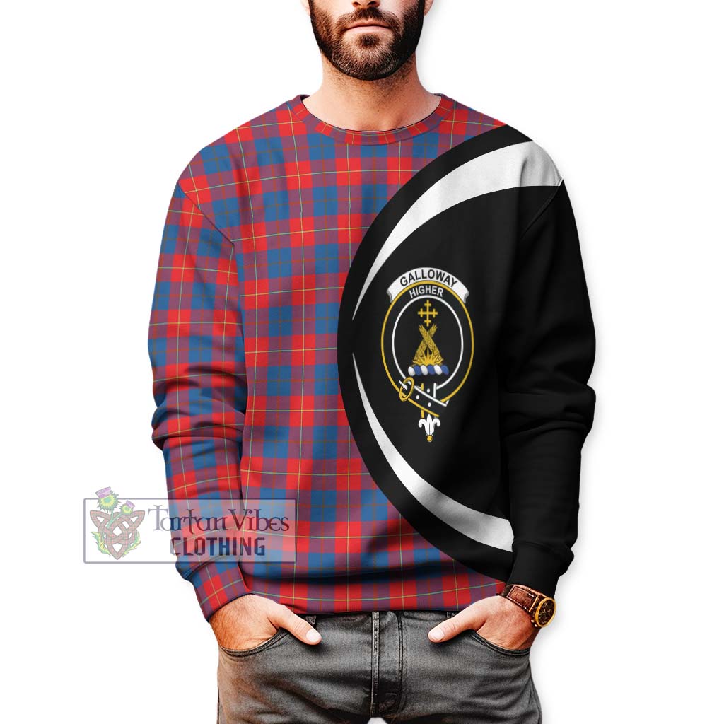 Galloway Red Tartan Sweatshirt with Family Crest Circle Style - Tartan Vibes Clothing