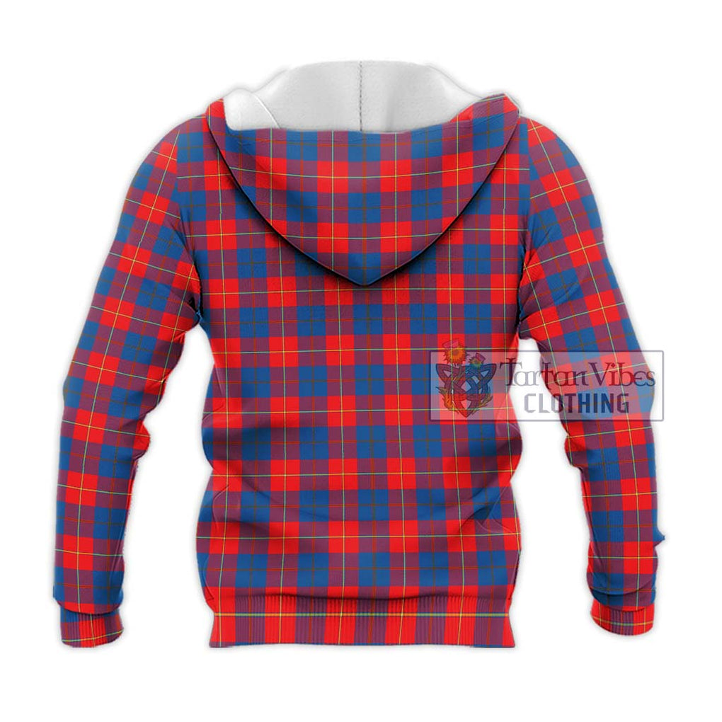 Galloway Red Tartan Knitted Hoodie with Family Crest DNA In Me Style - Tartanvibesclothing Shop