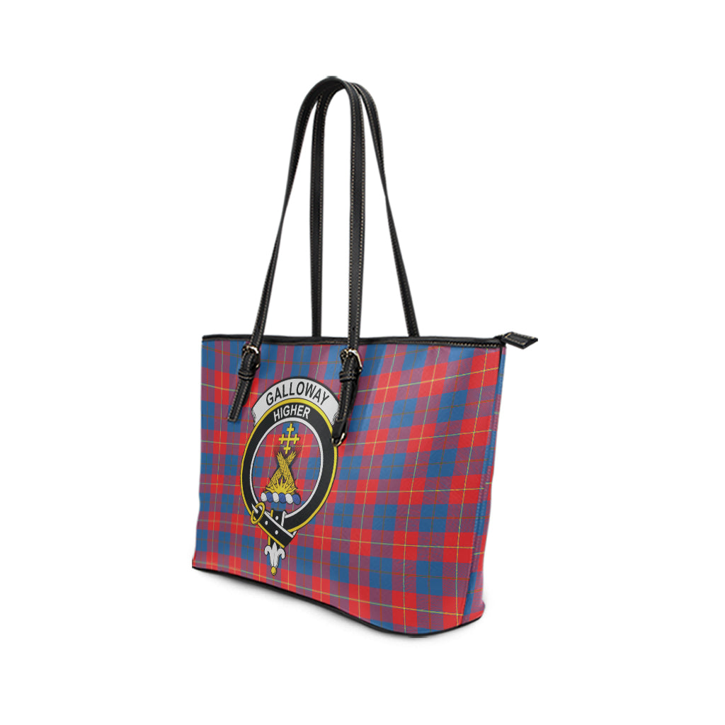 galloway-red-tartan-leather-tote-bag-with-family-crest