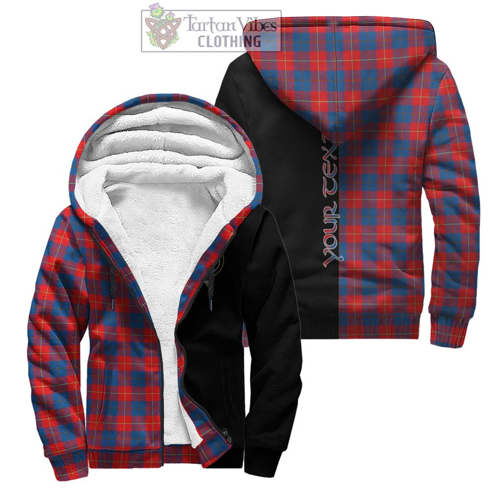 Galloway Red Tartan Sherpa Hoodie with Family Crest and Half Of Me Style Unisex - Tartanvibesclothing Shop