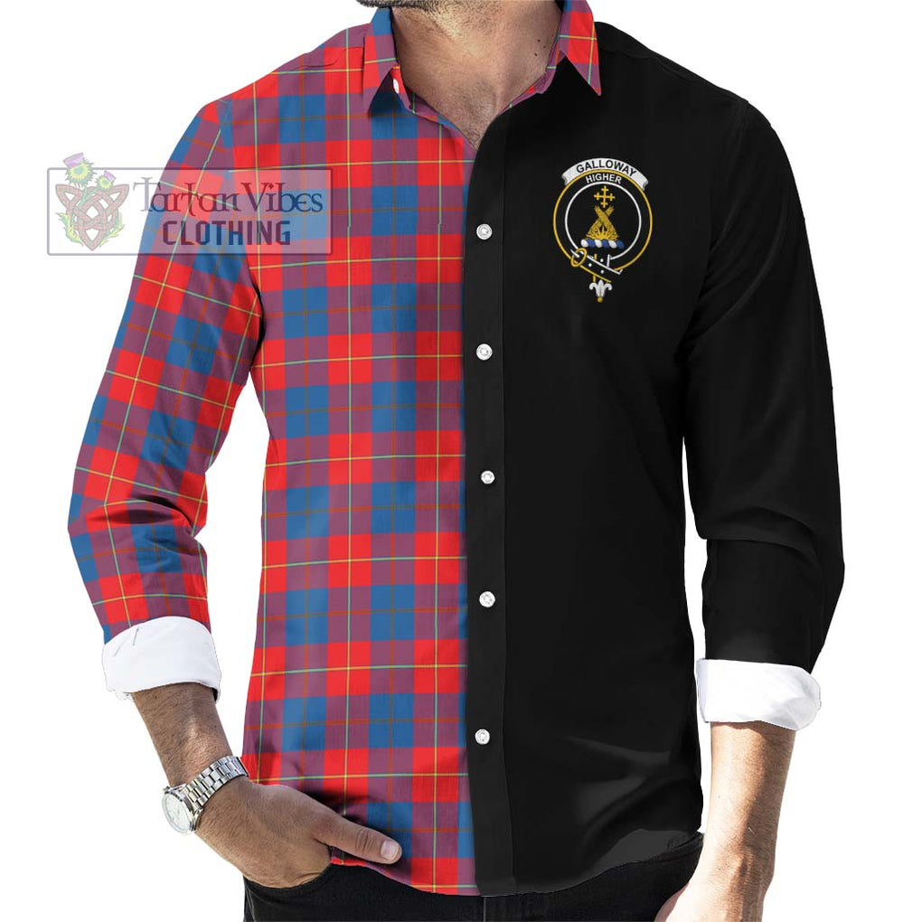 Galloway Red Tartan Long Sleeve Button Shirt with Family Crest and Half Of Me Style - Tartanvibesclothing Shop