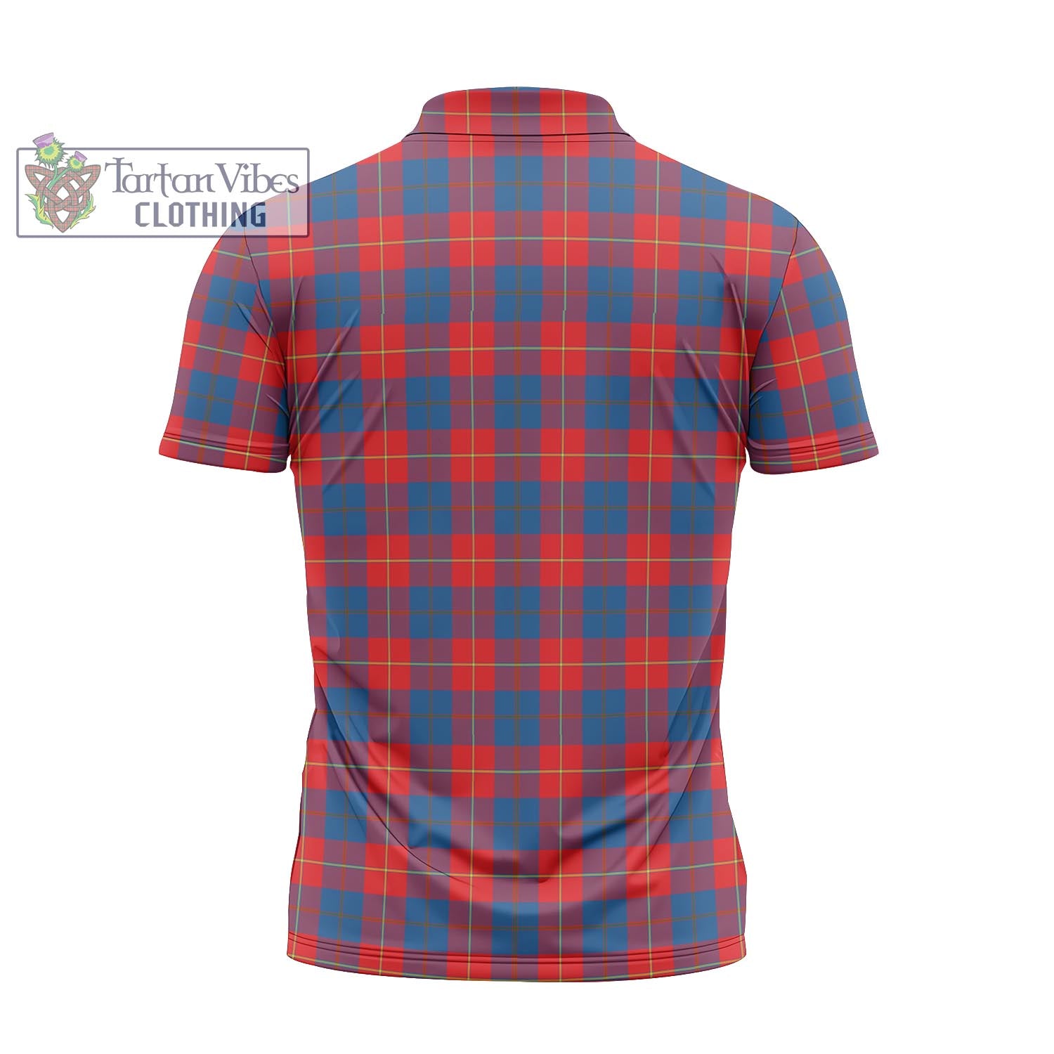 Tartan Vibes Clothing Galloway Red Tartan Zipper Polo Shirt with Family Crest