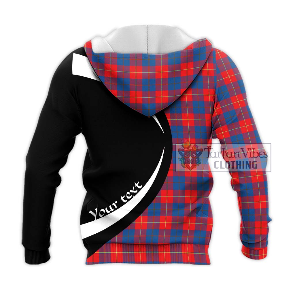 Galloway Red Tartan Knitted Hoodie with Family Crest Circle Style - Tartan Vibes Clothing