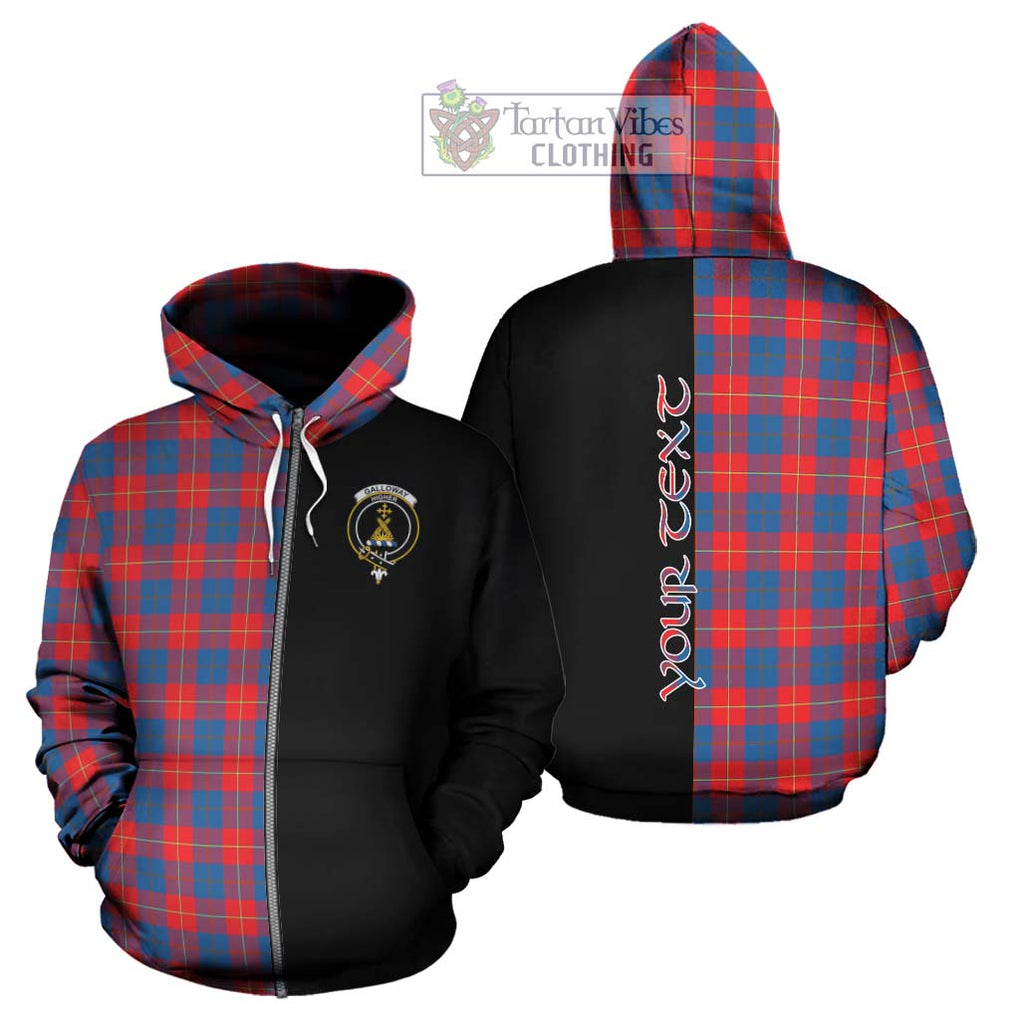 Galloway Red Tartan Hoodie with Family Crest and Half Of Me Style - Tartanvibesclothing Shop