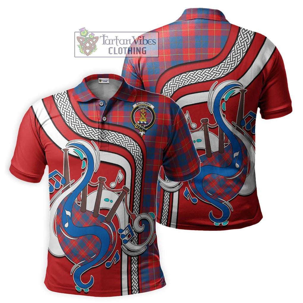 Tartan Vibes Clothing Galloway Red Tartan Polo Shirt with Epic Bagpipe Style