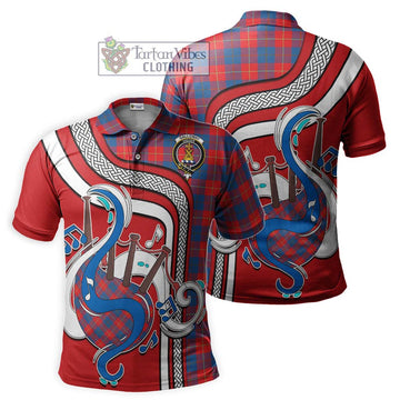 Galloway Red Tartan Polo Shirt with Epic Bagpipe Style