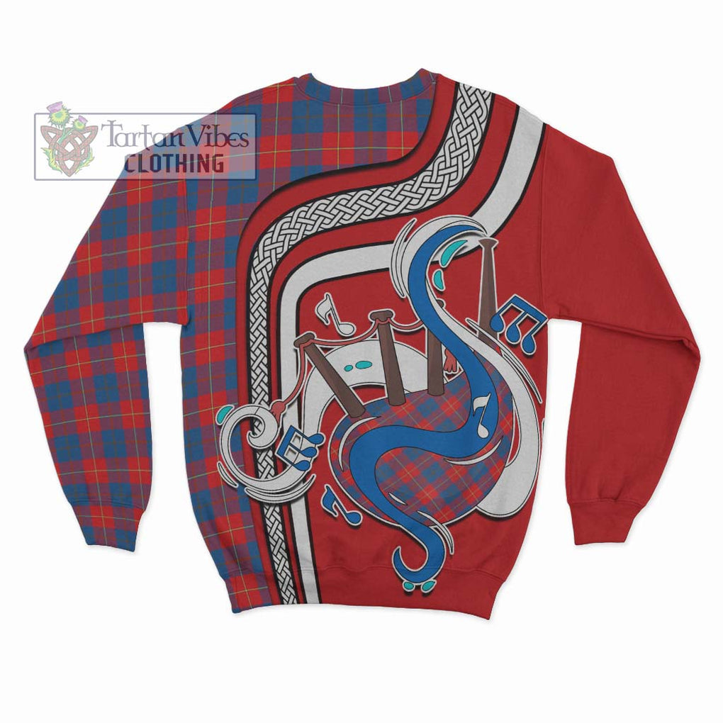 Galloway Red Tartan Sweatshirt with Epic Bagpipe Style - Tartanvibesclothing Shop