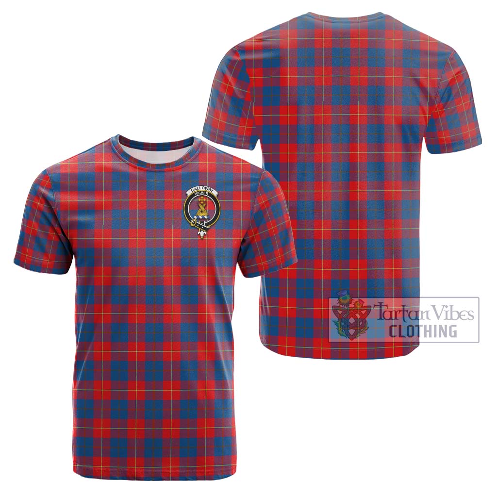 Tartan Vibes Clothing Galloway Red Tartan Cotton T-Shirt with Family Crest