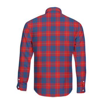 Galloway Red Tartan Long Sleeve Button Up Shirt with Family Crest