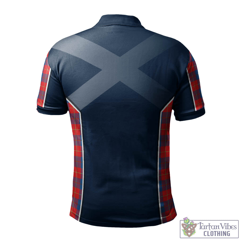 Tartan Vibes Clothing Galloway Red Tartan Men's Polo Shirt with Family Crest and Lion Rampant Vibes Sport Style