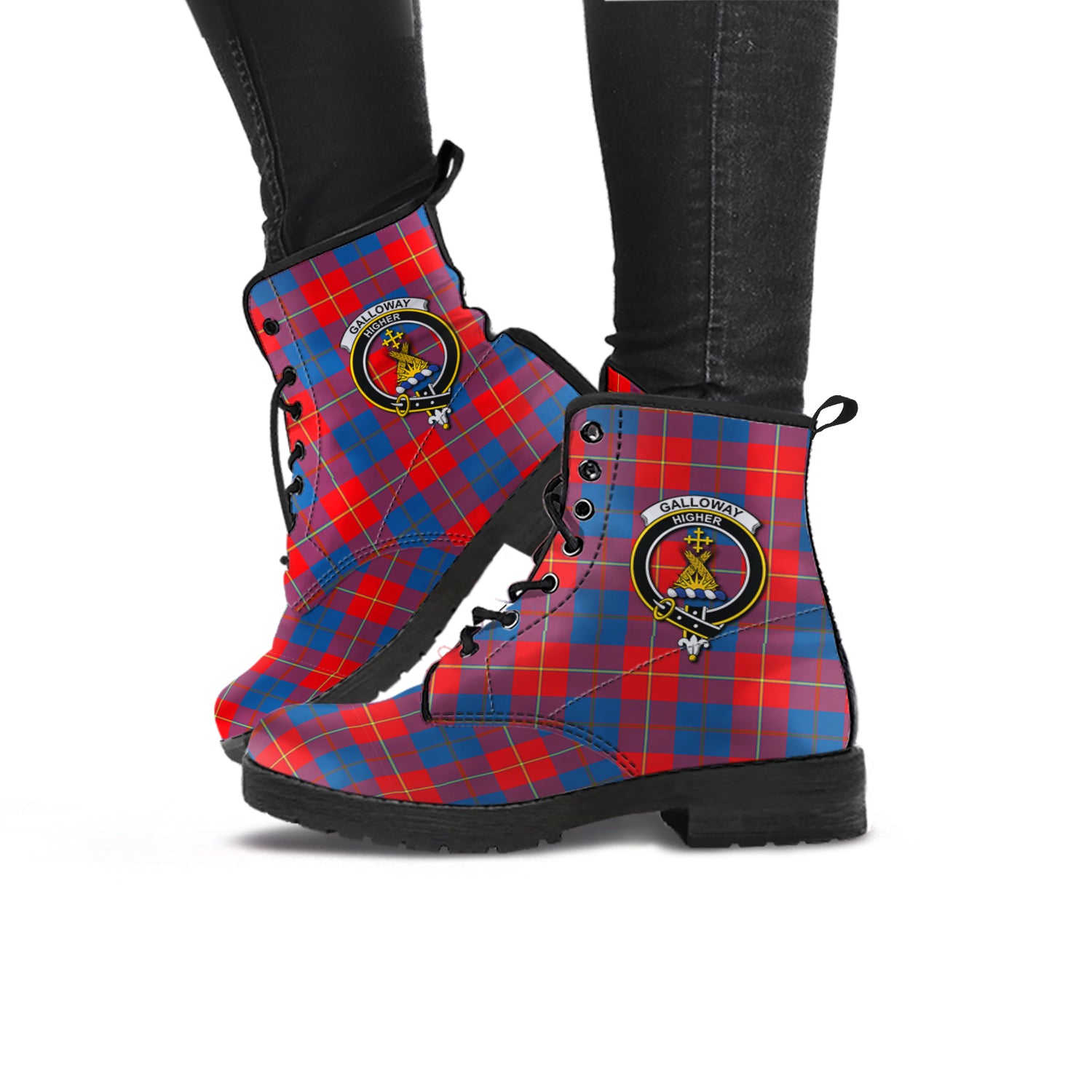 galloway-red-tartan-leather-boots-with-family-crest