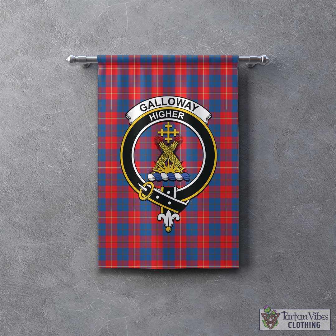 Tartan Vibes Clothing Galloway Red Tartan Gonfalon, Tartan Banner with Family Crest