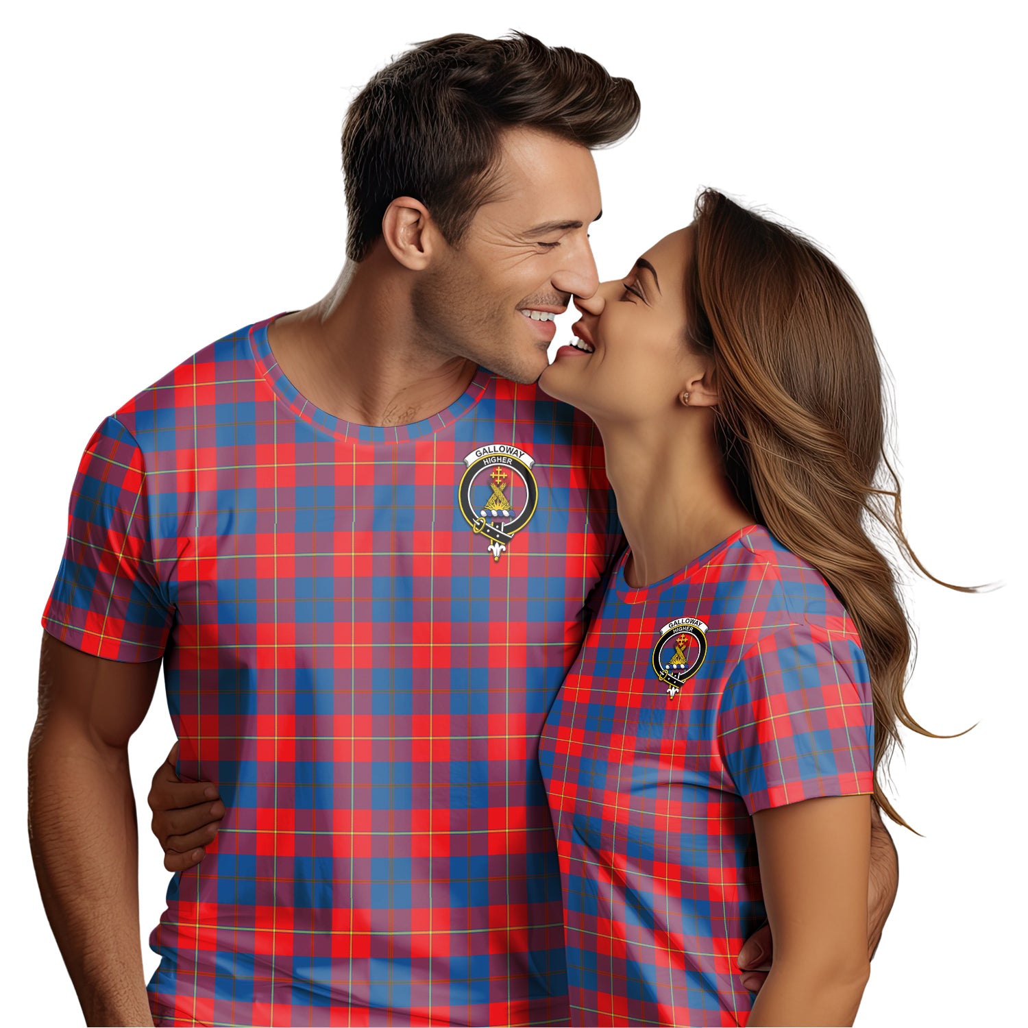 Galloway Red Tartan T-Shirt with Family Crest - Tartan Vibes Clothing