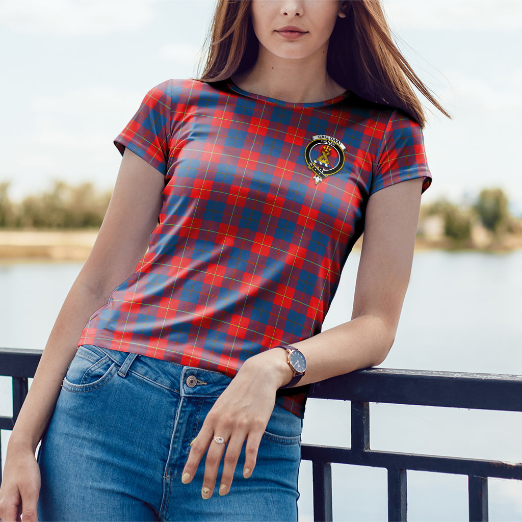 Galloway Red Tartan T-Shirt with Family Crest - Tartan Vibes Clothing