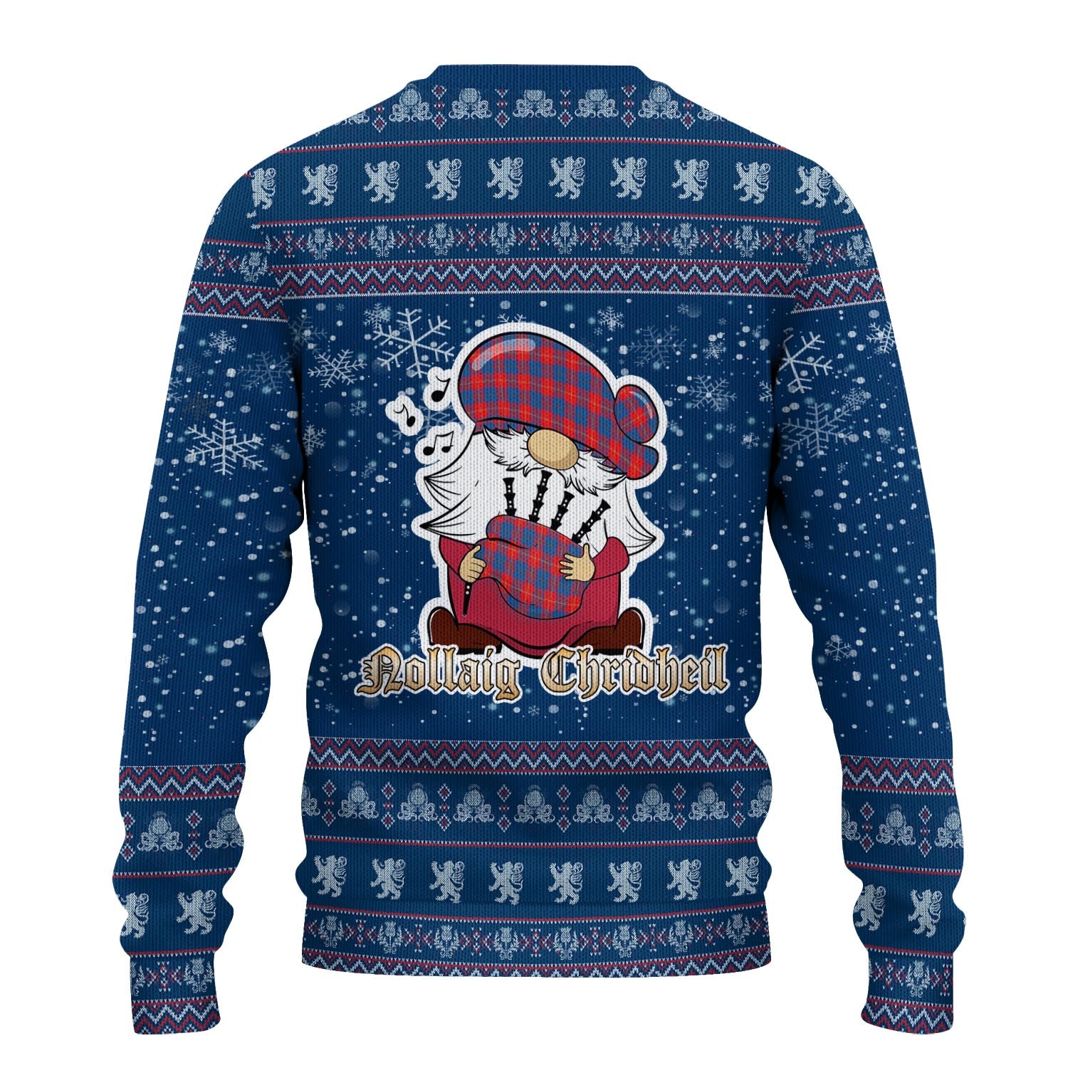 Galloway Red Clan Christmas Family Knitted Sweater with Funny Gnome Playing Bagpipes - Tartanvibesclothing