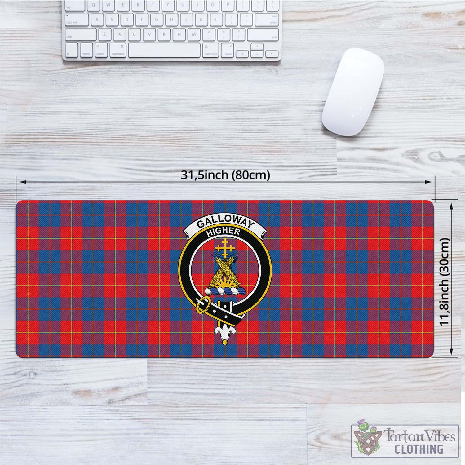 Tartan Vibes Clothing Galloway Red Tartan Mouse Pad with Family Crest