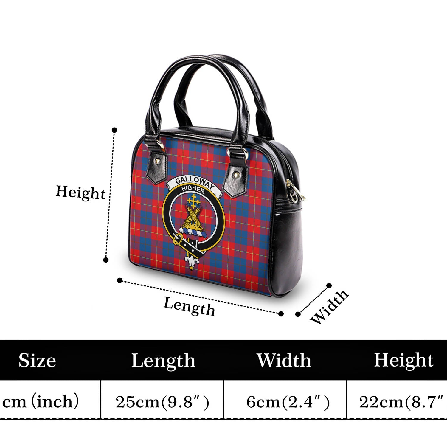 Galloway Red Tartan Shoulder Handbags with Family Crest - Tartanvibesclothing